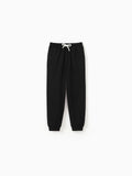 Pantalon décontracté en coton à poches élastiques pour enfant garçon/fille, noir