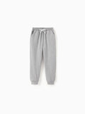 Pantalon décontracté en coton à poches élastiques pour enfant garçon/fille, gris