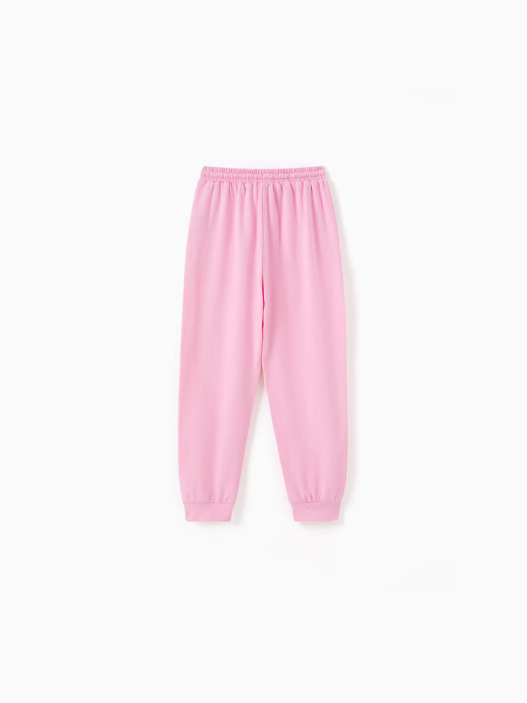 Pantalon décontracté en coton à poches élastiques pour fille, rose