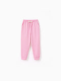 Pantalon décontracté en coton à poches élastiques pour fille, rose