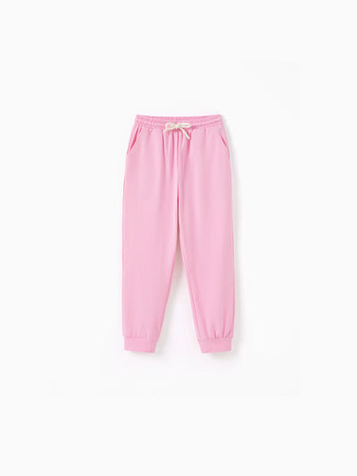 Kid Girl Casual Cotton Elasticized Pocket Pants Pink