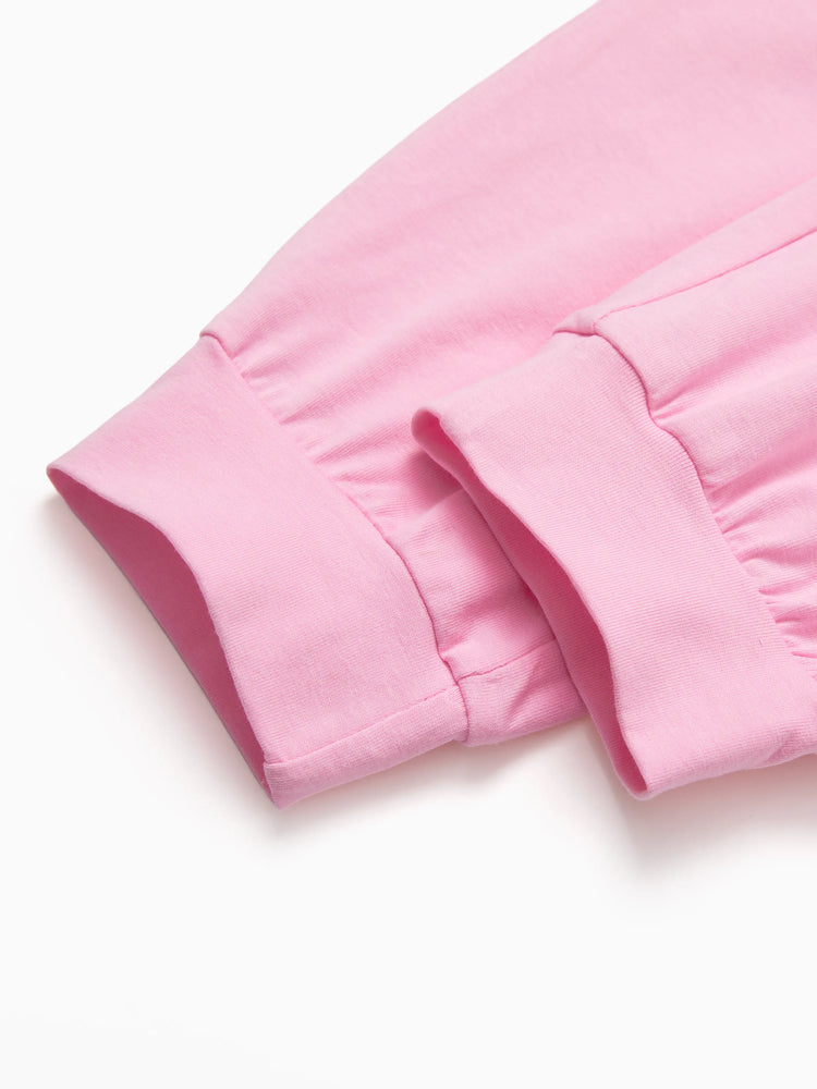 Pantalon décontracté en coton à poches élastiques pour fille, rose