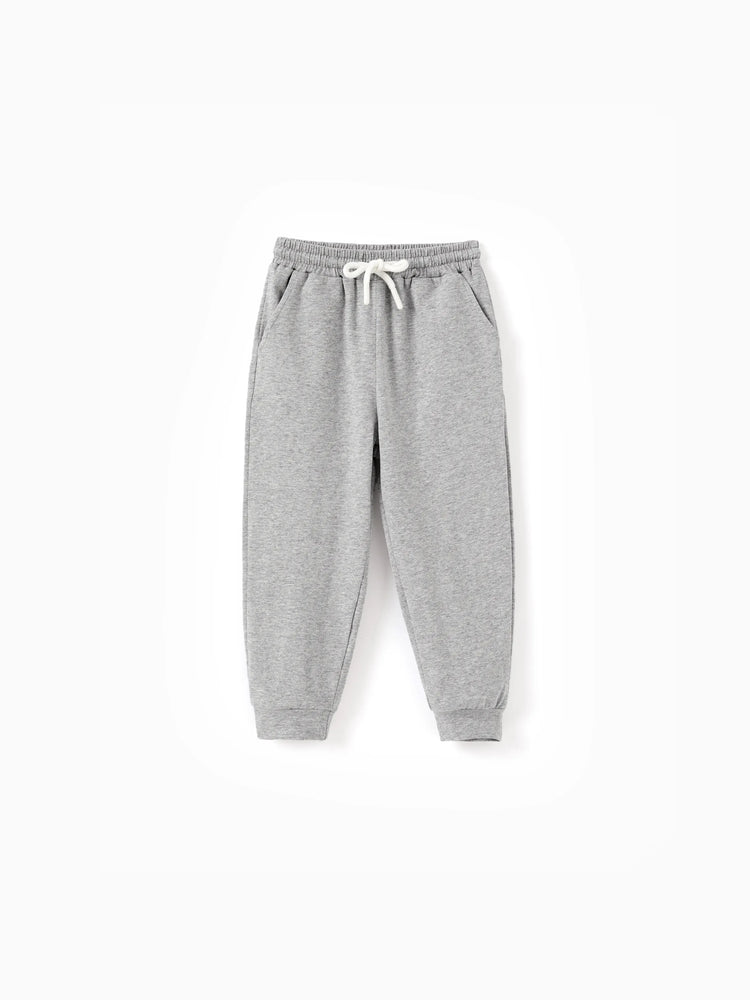 Pantalon décontracté en coton à poches élastiques pour tout-petit garçon/fille, gris
