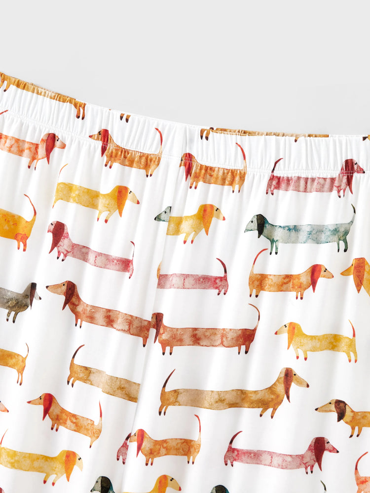 Bamboo Family Pajamas Cute Doggy Patterned Short-sleeve Matching Pajamas Set ( Snug-Fitting for Children ) Multi-color