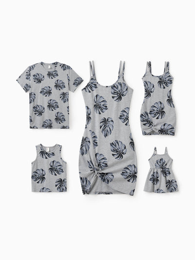 Broken Flower Family Suit Set - Cotton - Unisex Grey
