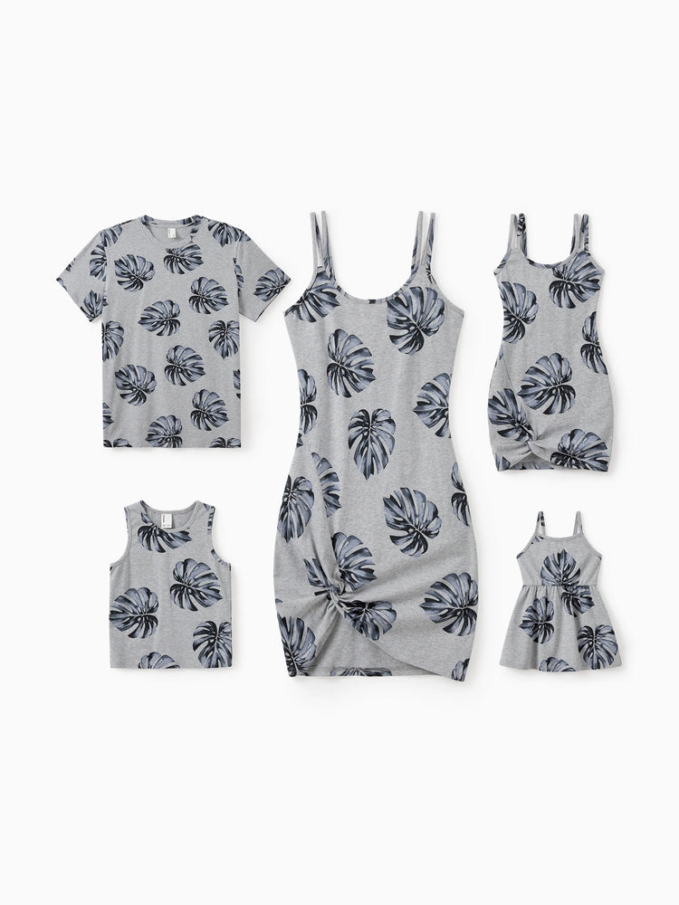 Broken Flower Family Suit Set - Cotton - Unisex Grey