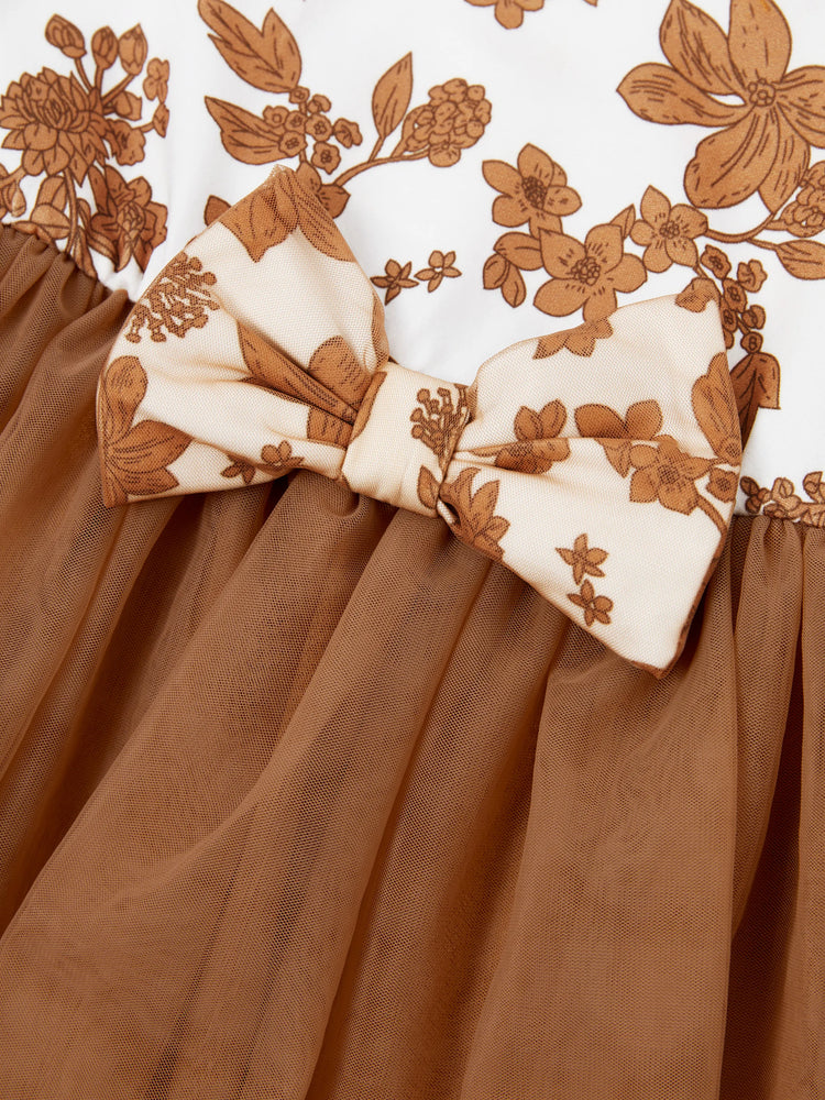 Family Matching Colorblock Cotton Tee or Flora Print Strap Body-con Dress or Mesh Splicing Dress Khaki