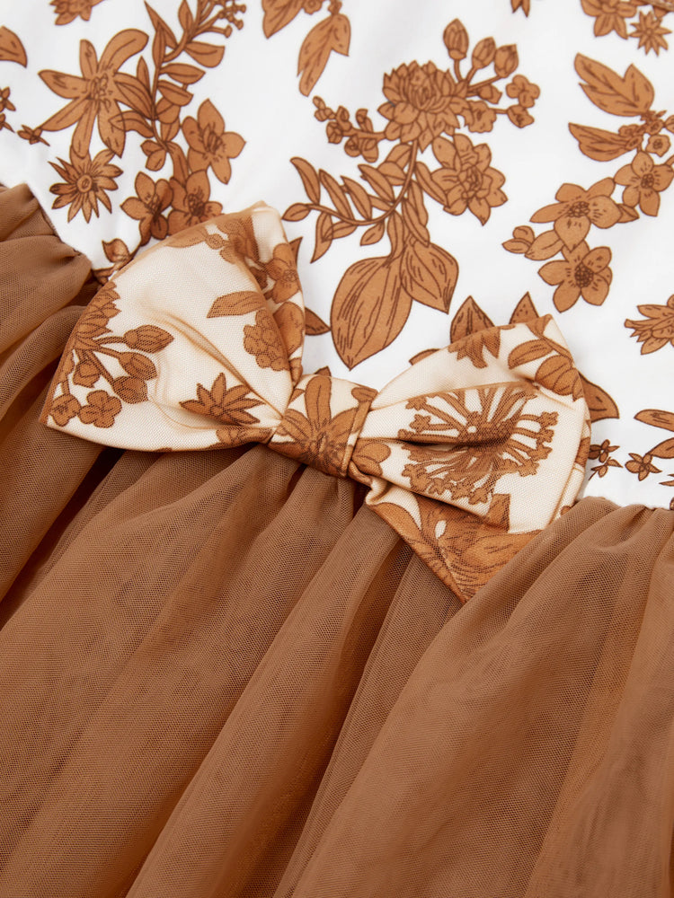 Family Matching Colorblock Cotton Tee or Flora Print Strap Body-con Dress or Mesh Splicing Dress Khaki