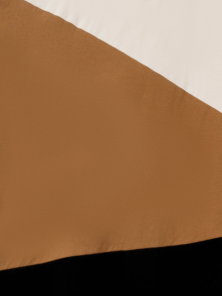 Family Matching Colorblock Cotton Tee or Flora Print Strap Body-con Dress or Mesh Splicing Dress Khaki