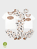 Bamboo Family Pajamas Football and Letter Print Short-sleeve Matching Pajama Set ( Snug-Fitting for Children ) Khaki