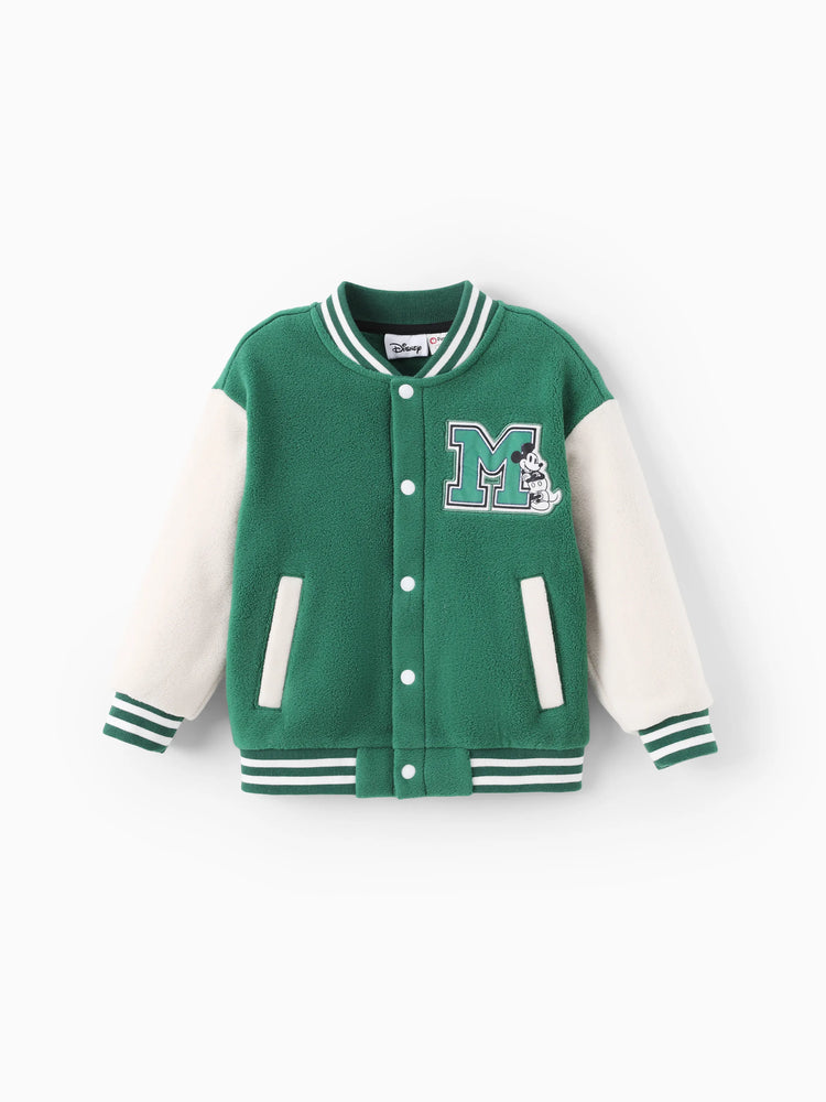 Disney Mickey and Friends Toddler/Kid Mickey Mouse /Minnie Mouse Embroidered Colorblock Plush Jacket Green