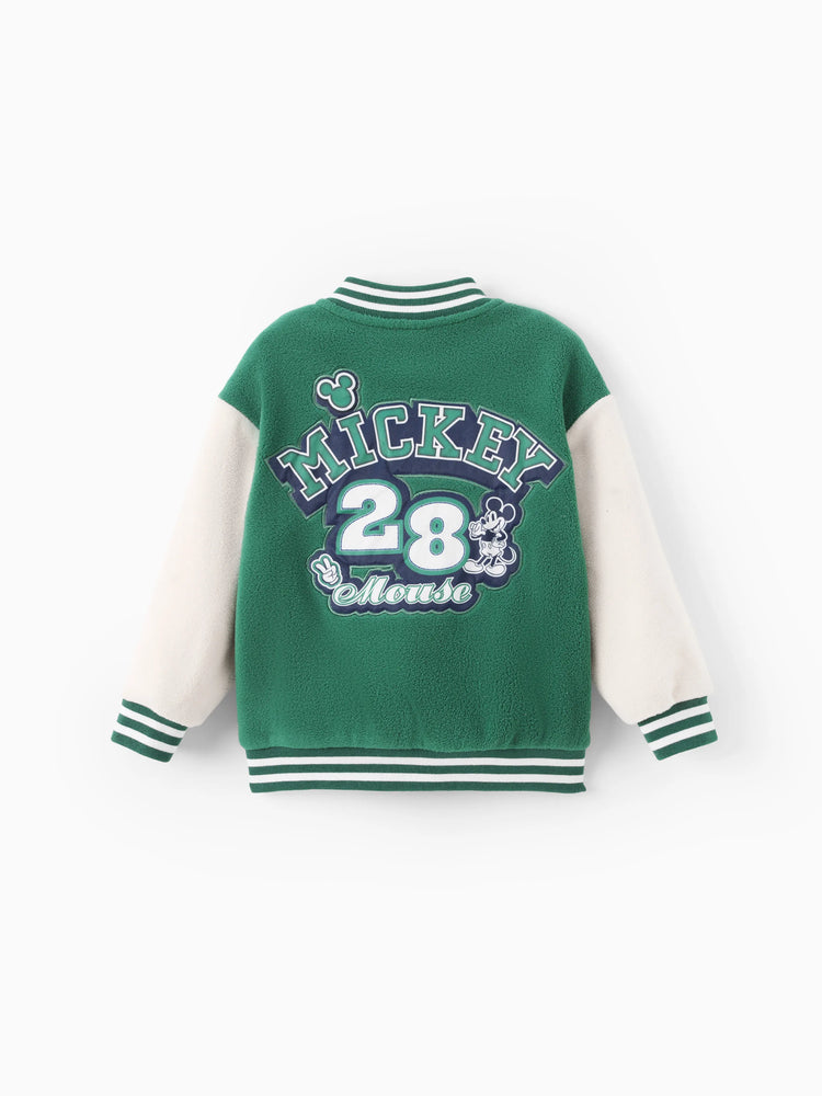 Disney Mickey and Friends Toddler/Kid Mickey Mouse /Minnie Mouse Embroidered Colorblock Plush Jacket Green
