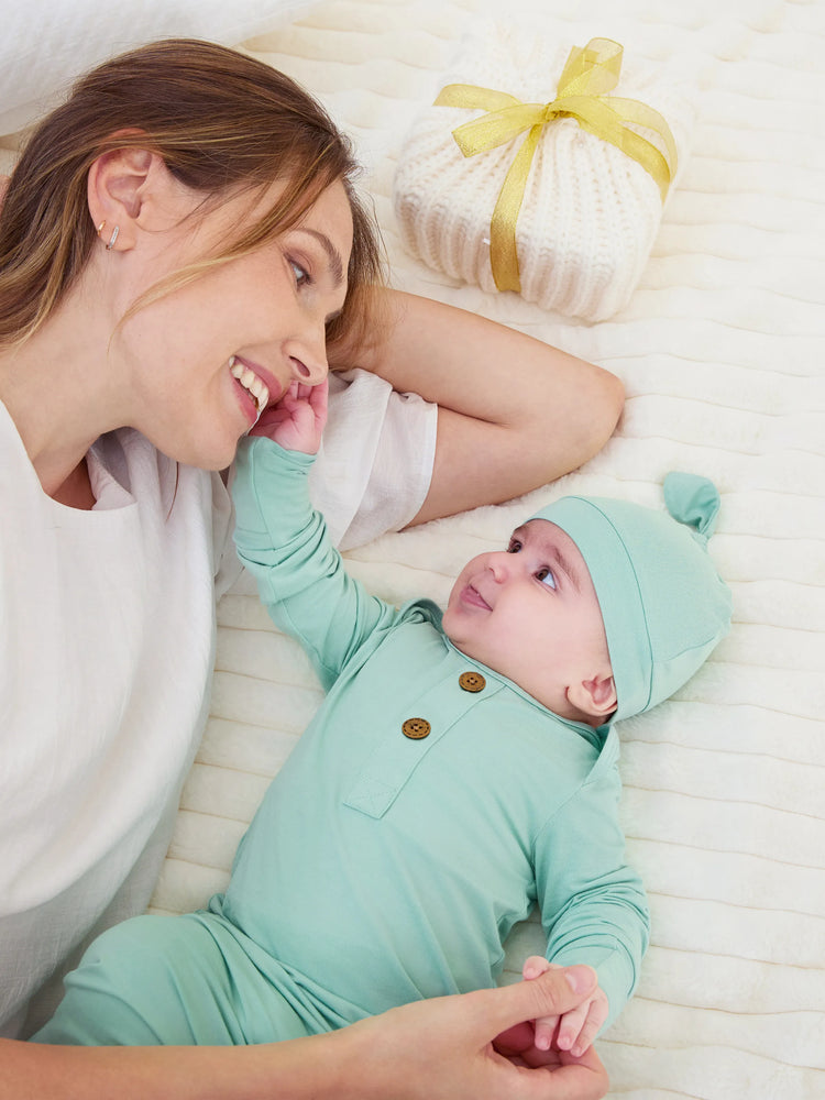 Bambus Baby Schlafsack für Jungen/Mädchen mit Hut hellgrün