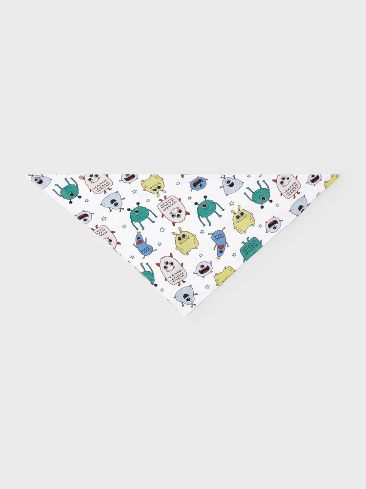 Pyjama familial en bambou, imprimé petit monstre mignon, manches courtes, ensemble assorti (ajusté pour les enfants) blanc