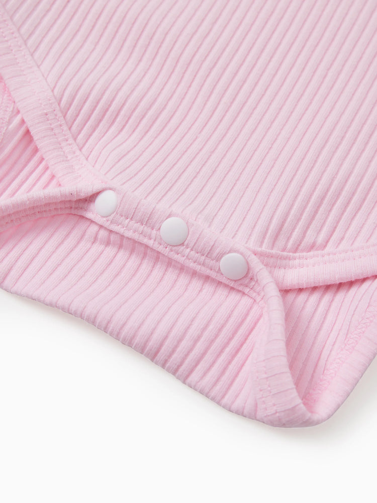 Conjunto de 3 piezas de mameluco con letras dulces para bebé niña y pantalones cortos bombachos multicapa con diadema, color rosa