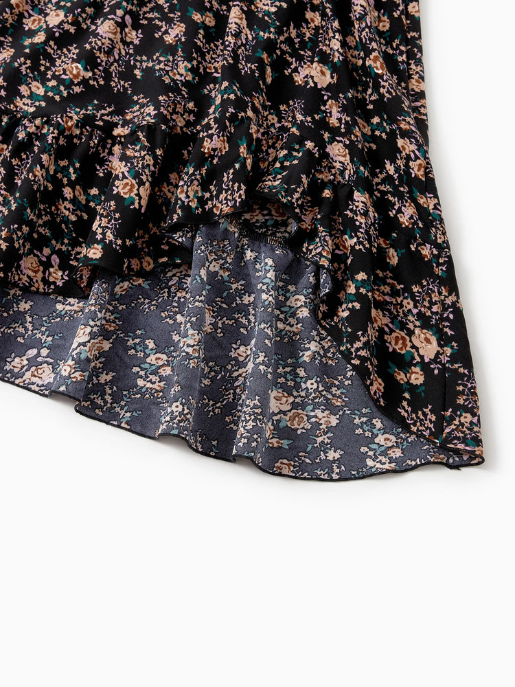 Matching Family Dresses - Black Floral Shirred Off Shoulder Dress for Mommy Me Black
