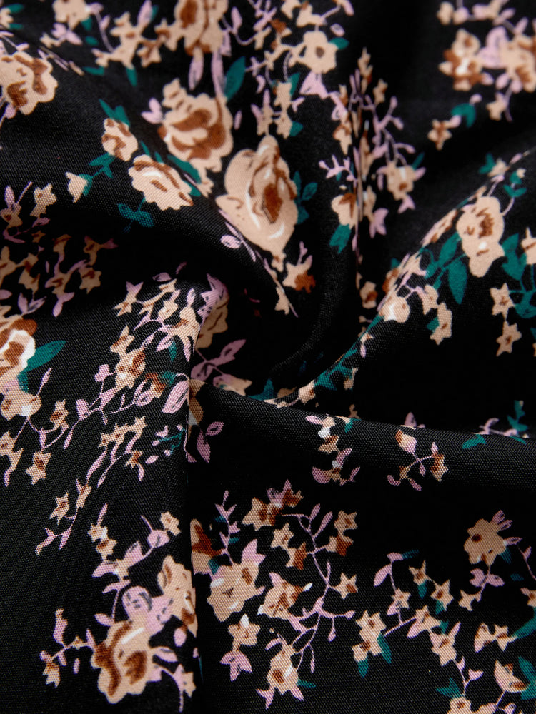 Matching Family Dresses - Black Floral Shirred Off Shoulder Dress for Mommy Me Black