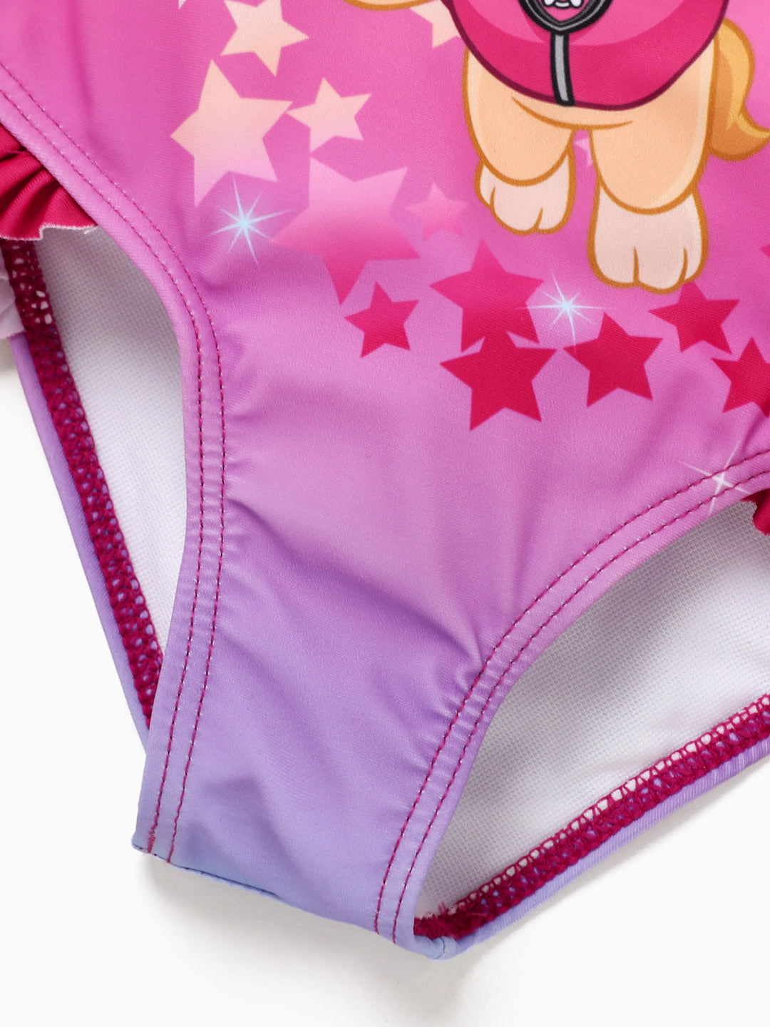 Traje de baño Skye para niña pequeña de la Patrulla Canina con hombros inclinados Roseo