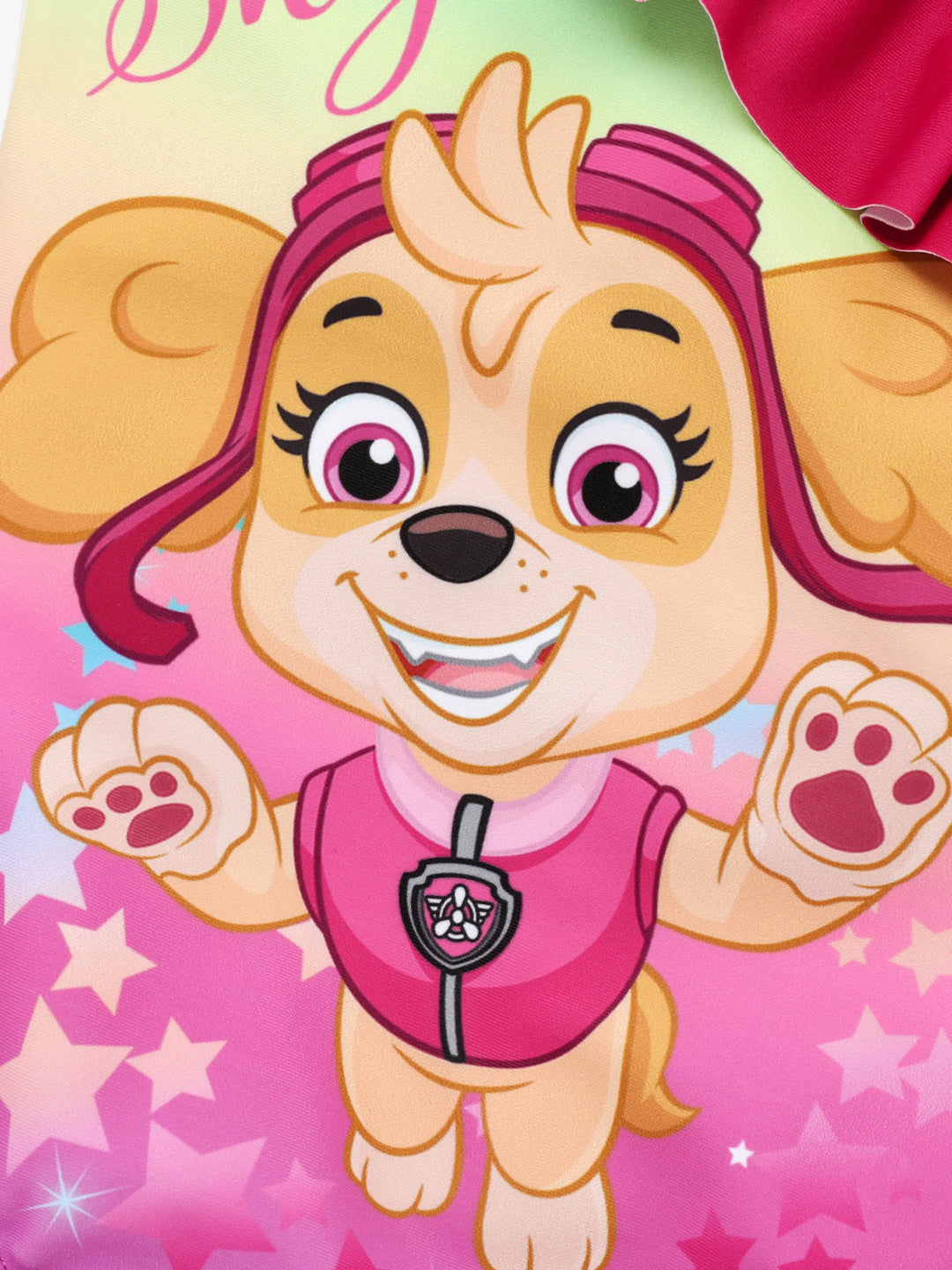 Traje de baño Skye para niña pequeña de la Patrulla Canina con hombros inclinados Roseo