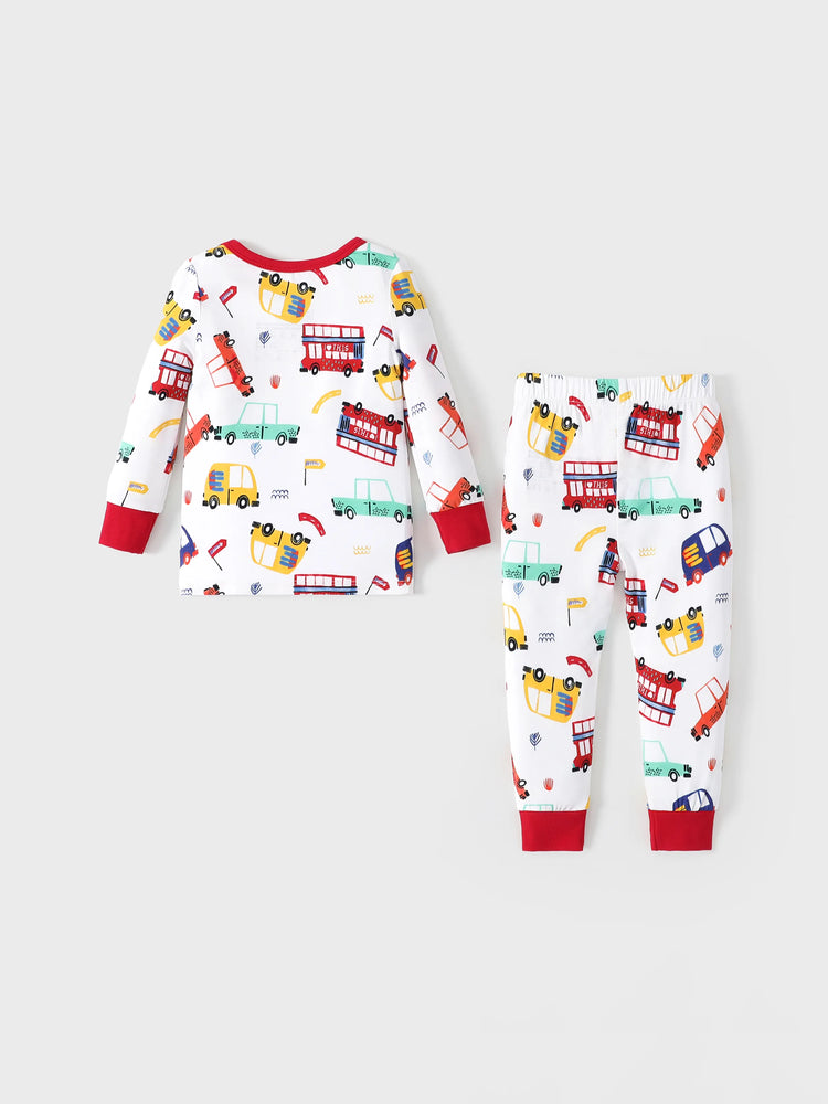 Bamboo Baby/Toddler 2-Piece Childlike Animal Print Snug-Fitting Pajamas Set Red