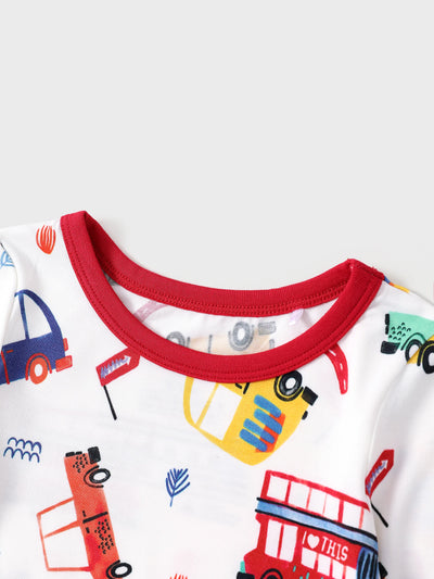 Pyjama 2 pièces en bambou pour bébé/enfant, imprimé animal, coupe ajustée, rouge