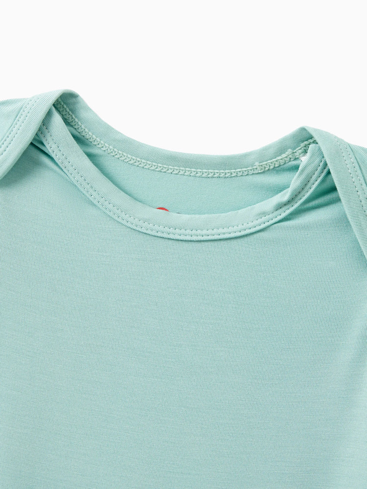 Bamboo Family Pajamas Solid Color Green Short Sleeve Matching Pajama Set ( Snug-Fitting for Children ) Green