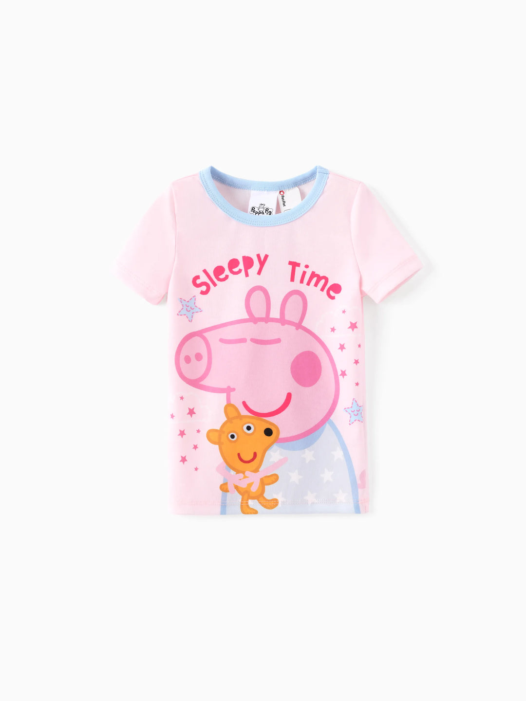 Conjunto de pijama de Peppa Pig para niña pequeña Naia™ Sleepy Time de 2 piezas con estampado de estrellas, manga corta y ajuste ceñido, color rosa