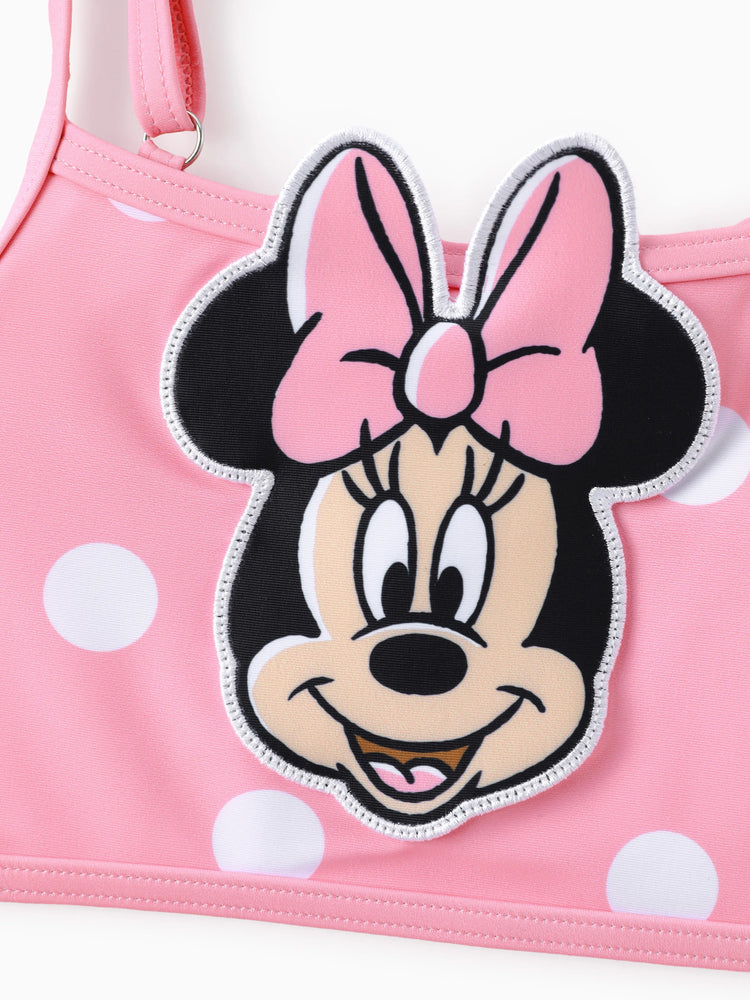 Maillot de bain 2 pièces Disney Mickey et ses amis pour bébé/petite fille, motif pastèque à pois, brodé Minnie Patch, rose