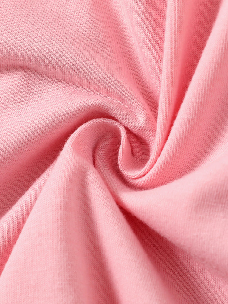 Robe décontractée à volants unie/imprimée rose pour petite fille