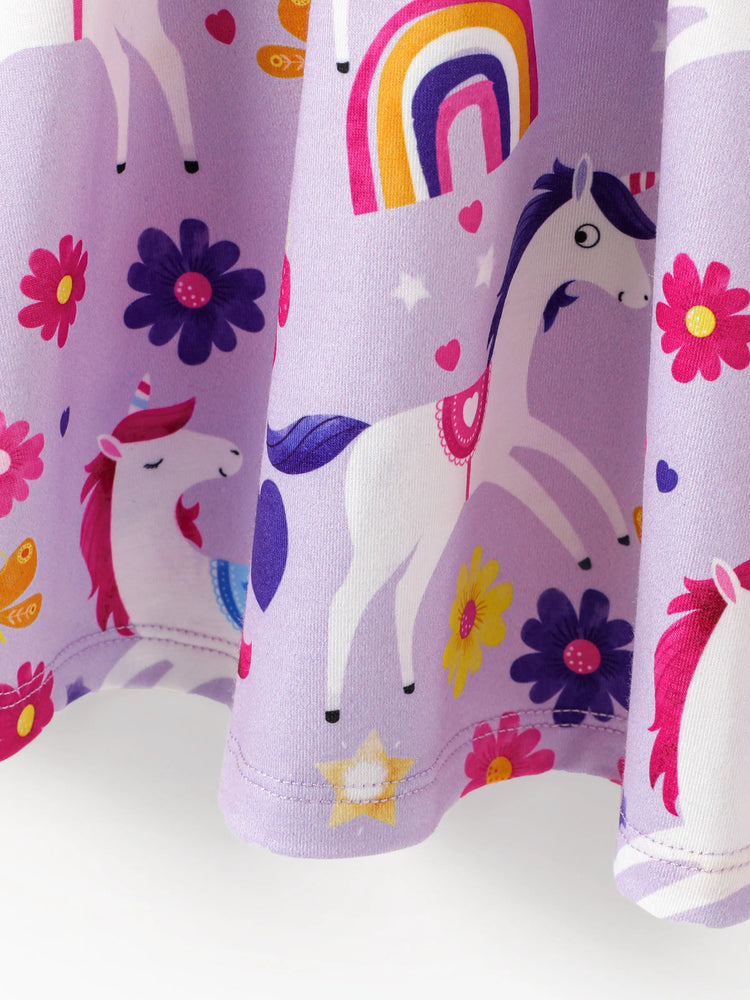 Toddler Girl Floral Print Bowknot Sleeveless Dress Purple