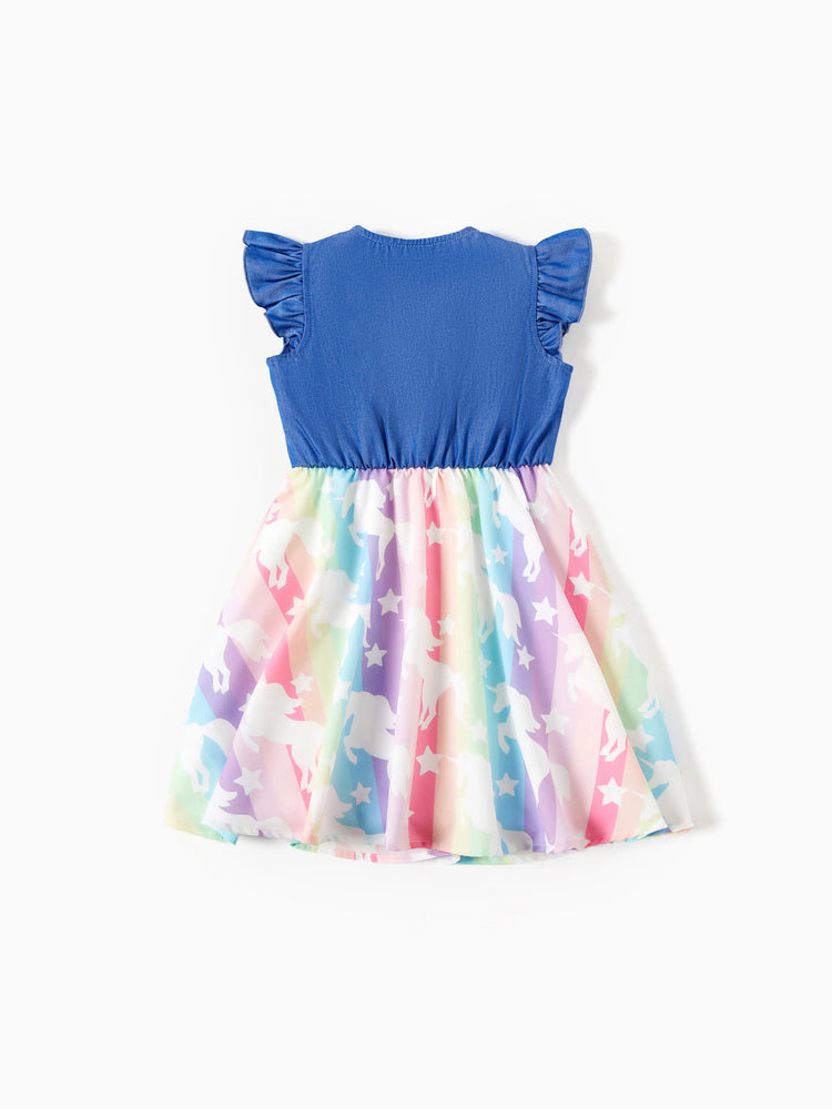 Toddler/Kid Girl Sweet Colorblock Floral Print Dress Colorful