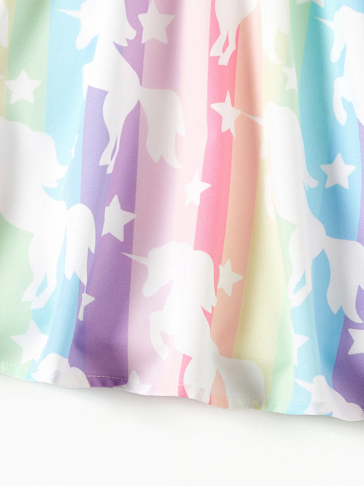 Toddler/Kid Girl Sweet Colorblock Floral Print Dress Colorful