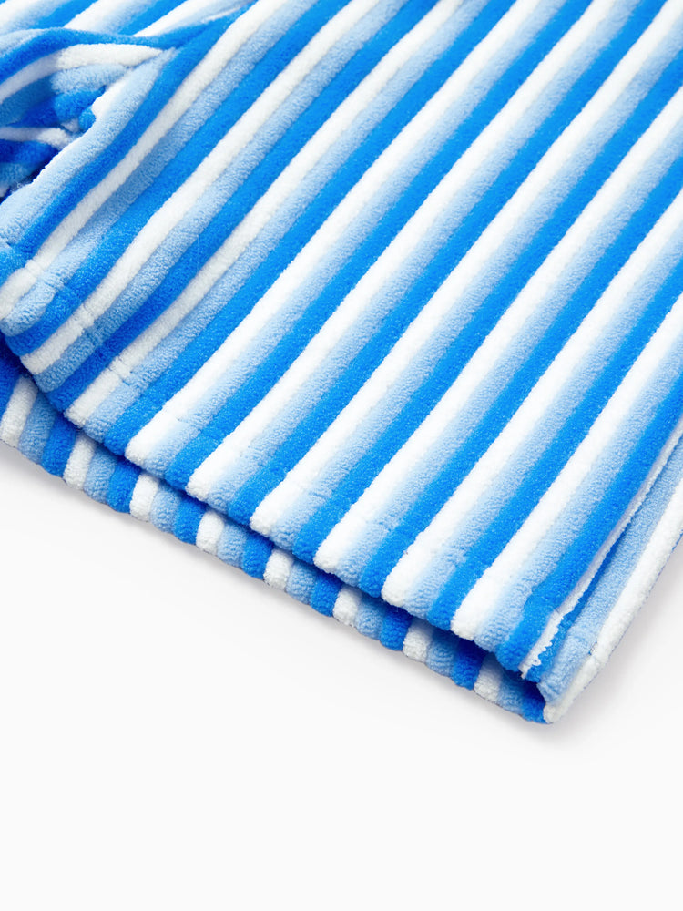 Family Matching Towel Swimwear Blue Stripe Swim Trunks or two-piece Bikini swimsuit Blue