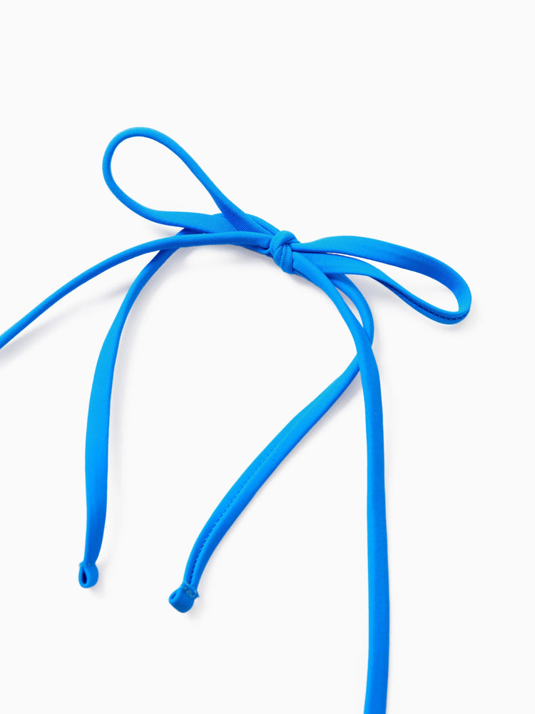 Family Matching Towel Swimwear Blue Stripe Swim Trunks or two-piece Bikini swimsuit Blue