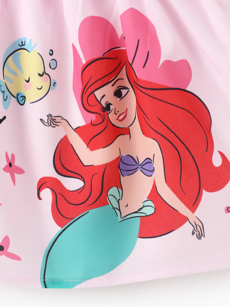 Ensemble 2 pièces princesse Disney Ariel pour bébé fille, haut à volants et short bouffant, rose vif