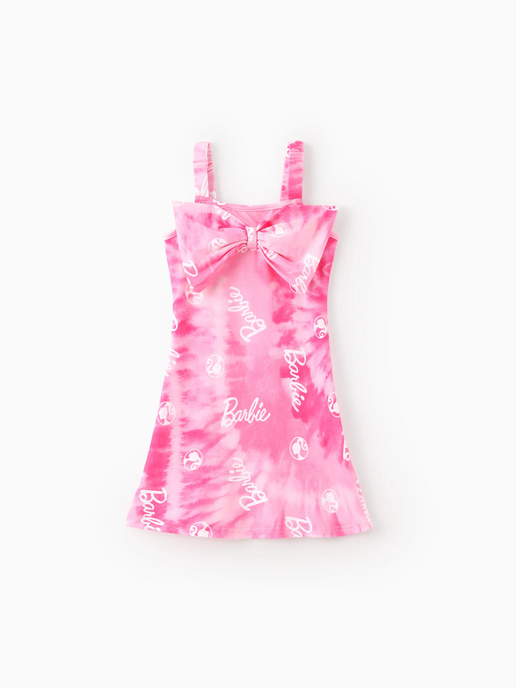 Robe camisole rose à nœud papillon et teinture par nouage pour fille Barbie
