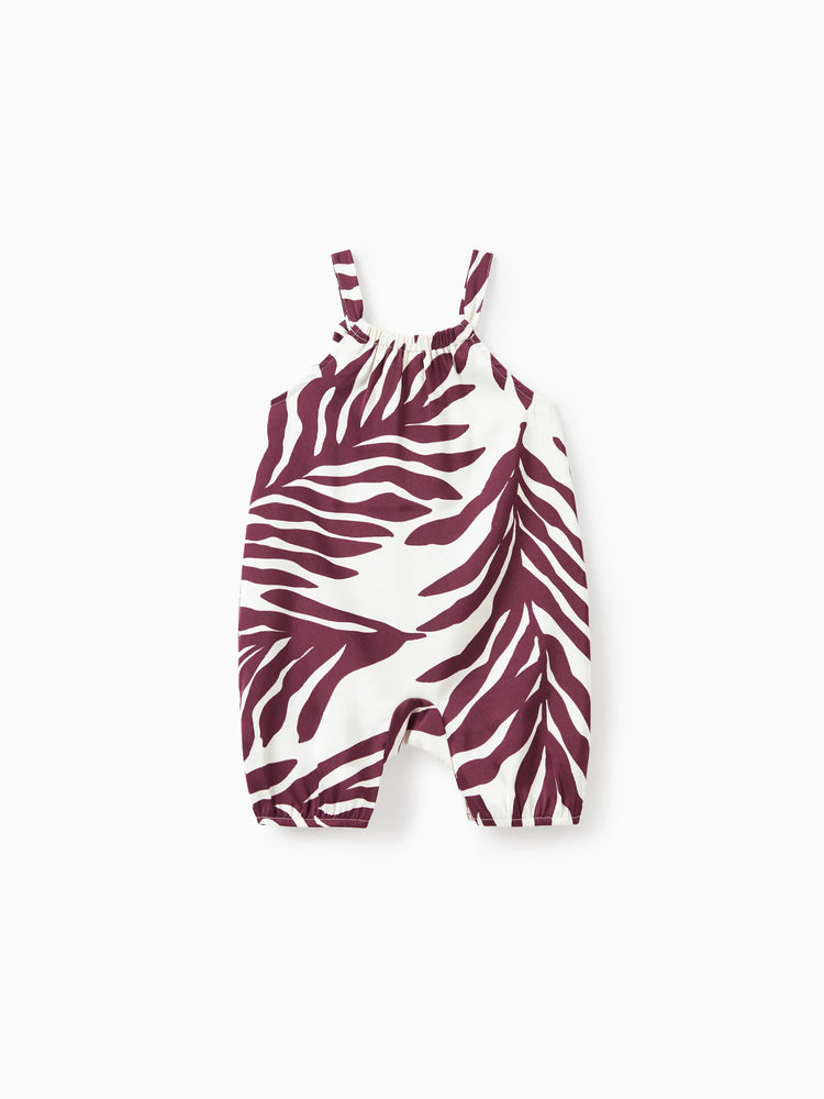 Tenues familiales assorties : chemises à imprimé feuilles rouges et robe à bretelles et ceinture pour Hawaï/croisière/station balnéaire/tenue décontractée, blanc