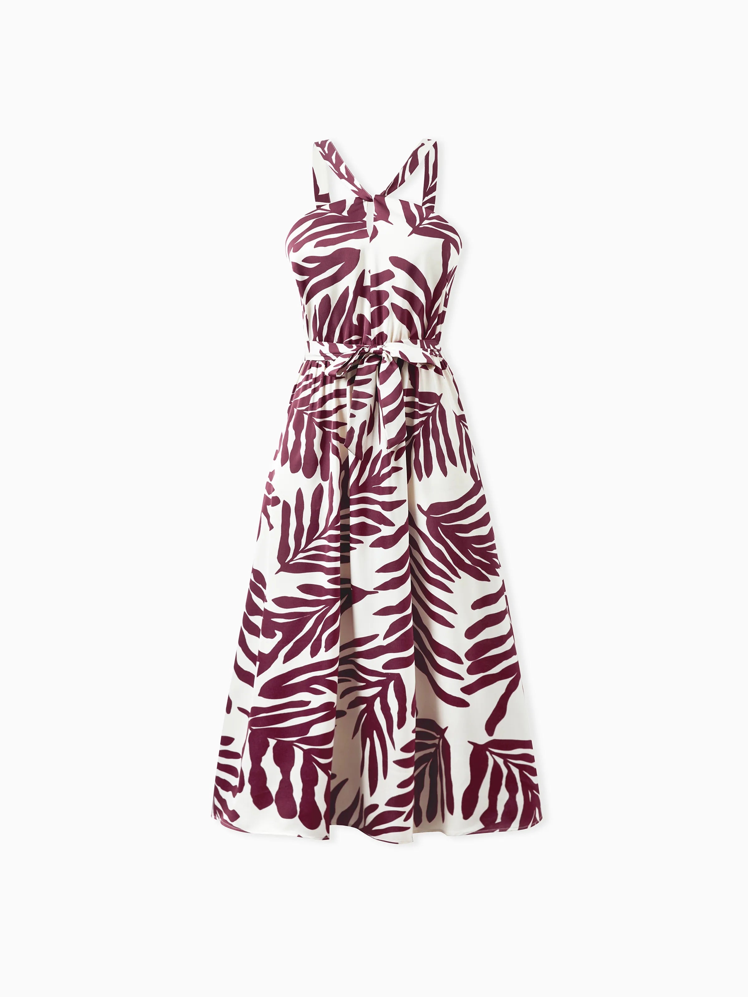 Mommy & me Outfits Red Leaf Print Shirts and Strap Belted Dress for Ha - PatPat Mommy & me Outfits Red Leaf Print Shirts and Strap Belted Dress for Ha - PatPat