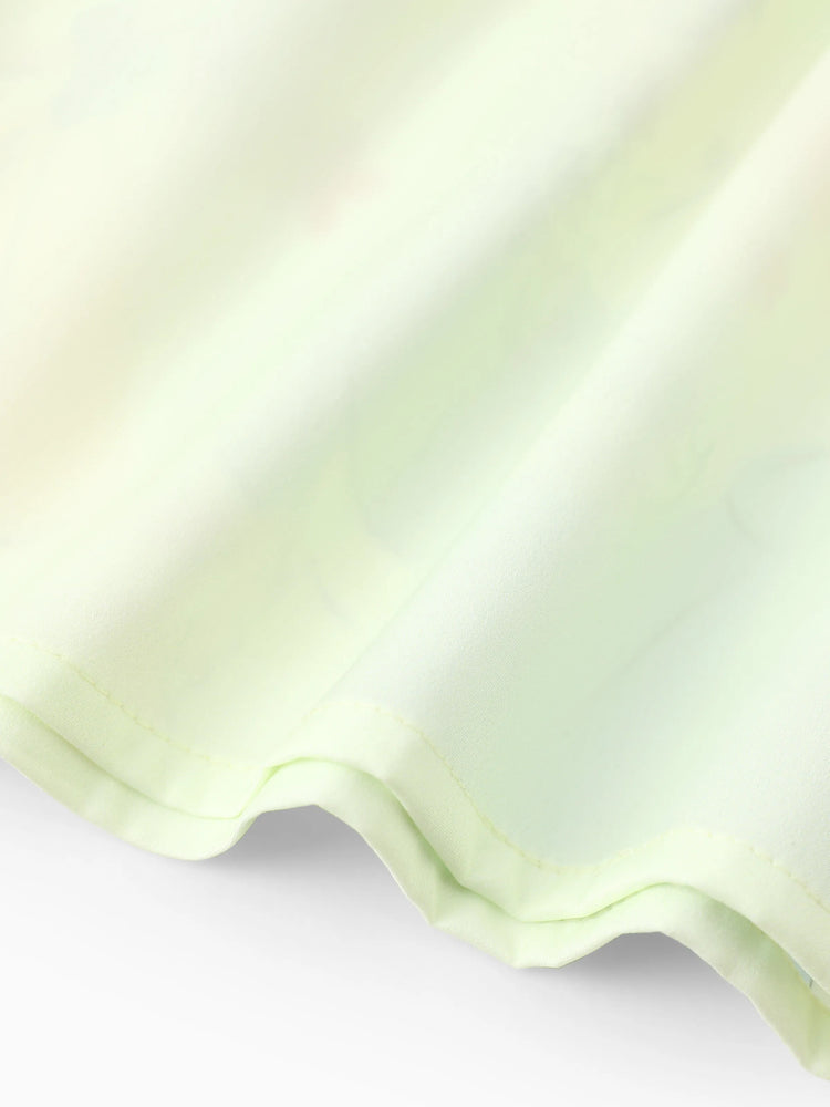 Disney Princess Baby Girl 2pcs Cinderella & Tiana & Snow White Floral Ruffled Smocked Top And Bloomer Shorts Set Light Green