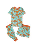 Pyjama de Noël/Halloween pour tout-petits/enfants Ensemble de pyjama 3 pièces en bambou Look 2 en 1 pour 4 saisons (ajustement parfait) Vert