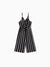 Kid Girl Stripe Surplice Neck Belted Cami Jumpsuits Black