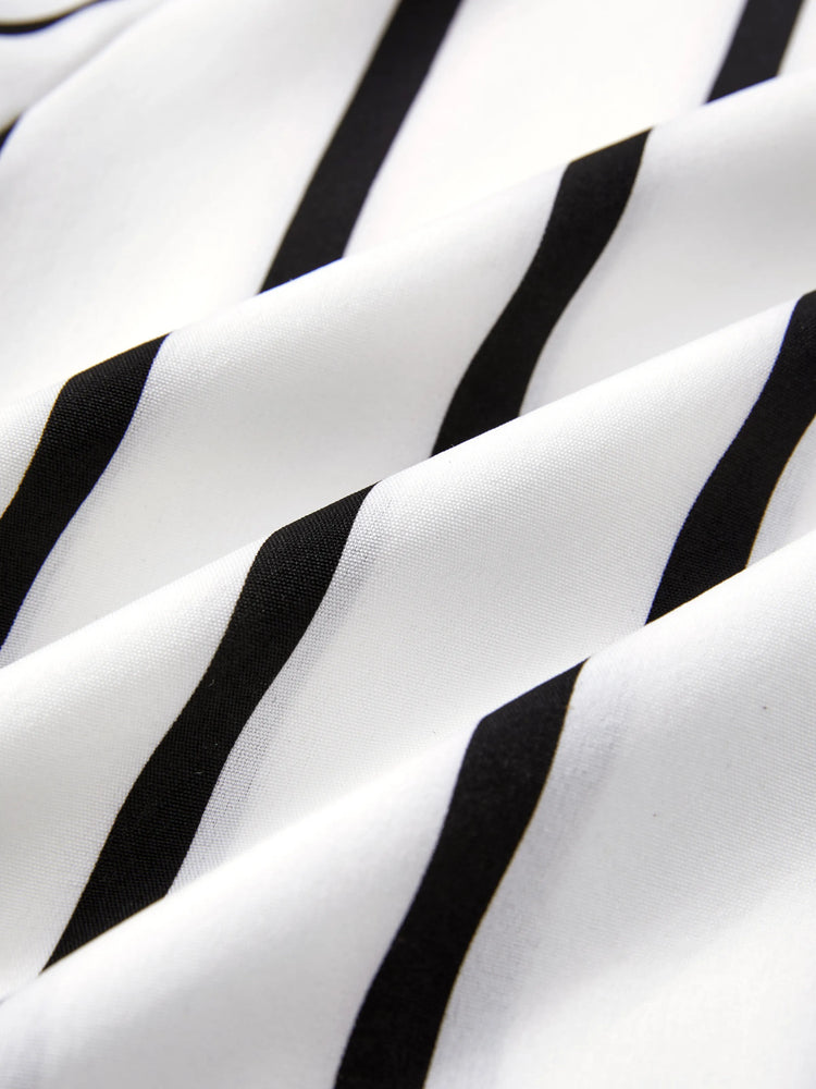 Kid Girl Stripe Surplice Neck Belted Cami Jumpsuits White