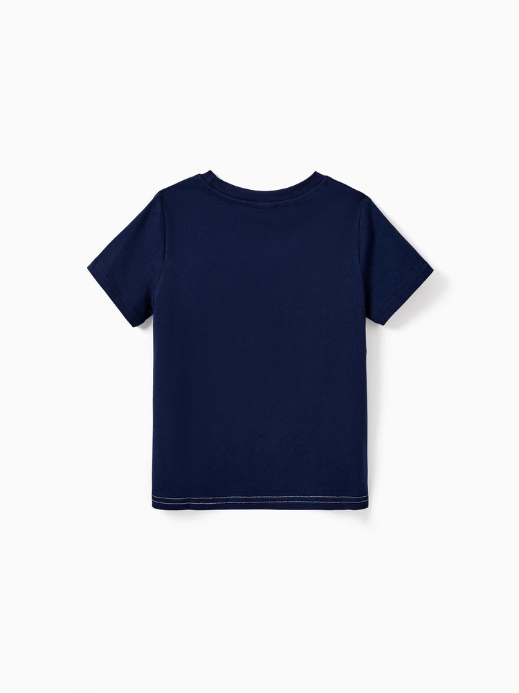 Daddy and Me Family Matching Cotton Tee Flora Print Splicing Shirt or Tank Dress Deep Blue