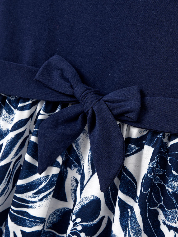 T-shirt ou débardeur assorti en coton à imprimé floral bleu foncé