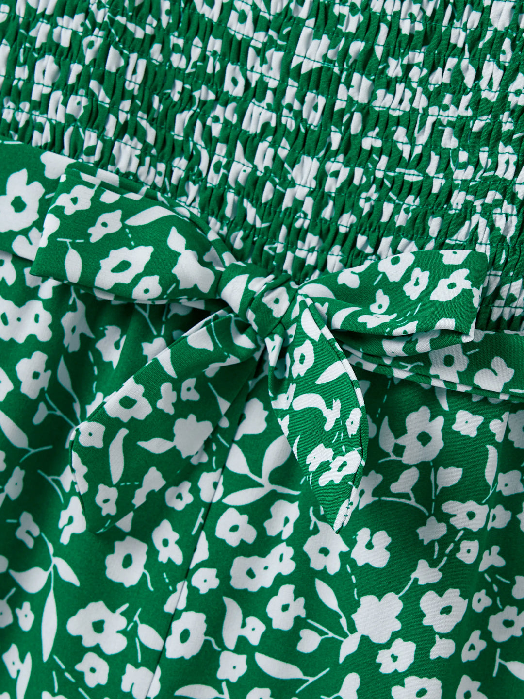 Combinaison à bretelles smockées verte à imprimé floral pour fille tout-petit/enfant, verte