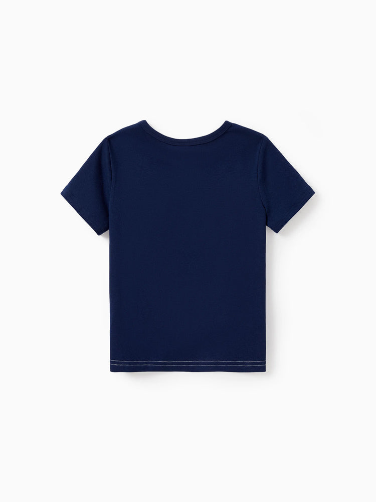 Family Matching Casual Cotton T-shirt or Belted Stripe Dress Set Multi-color