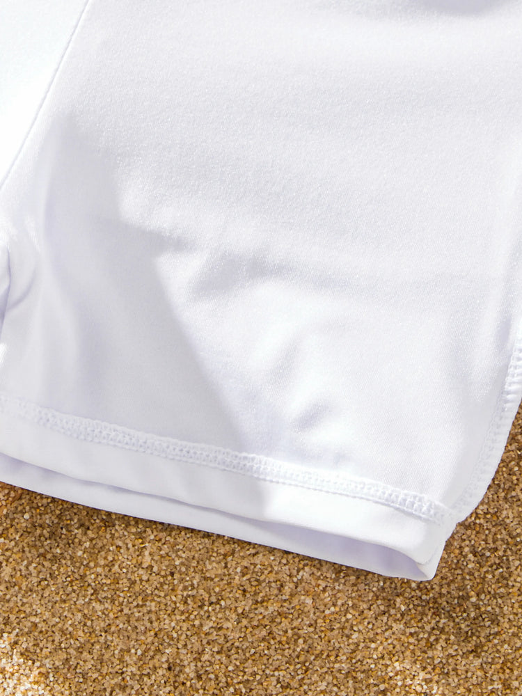 Maillot de bain familial assorti, short de bain à cordon de serrage ou tankini rayé bleu épissé avec devant croisé, dos noué et fines bretelles, bloc de couleur