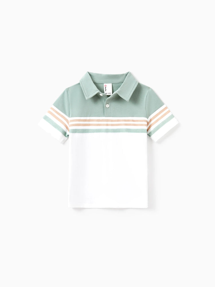 Daddy & Son Sets Green Striped Polo Shirt Light Green