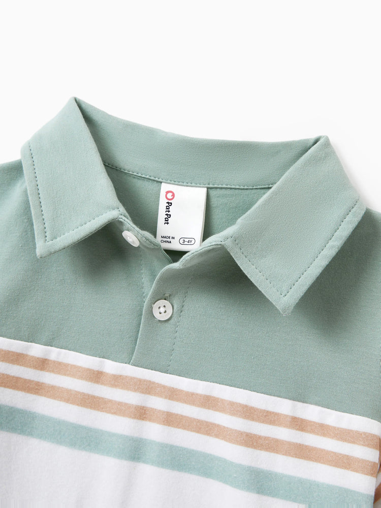 Daddy & Son Sets Green Striped Polo Shirt Light Green
