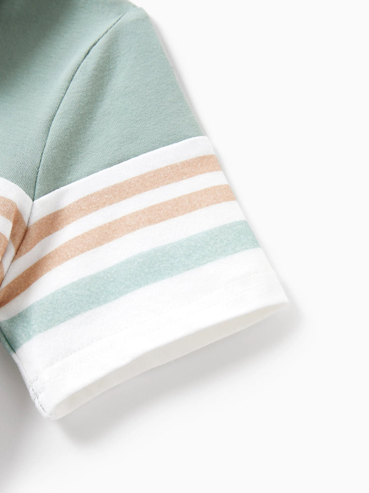 Daddy & Son Sets Green Striped Polo Shirt Light Green